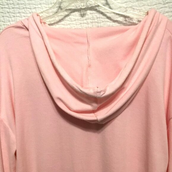 VVK Women's 2-Button Drop Shoulder Oversize V-Neck Hoodie Sz Large Light Pink - Picture 7 of 9